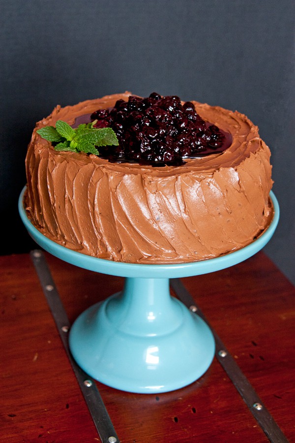DoubleChocolate Layer Cake with Roasted Berries Muy Bueno Cookbook