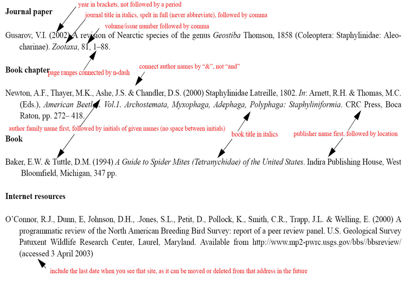 Zootaxa Instructions for amphibian authors