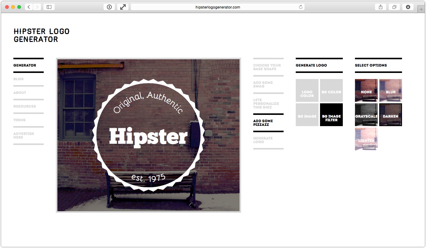Hipster Logo Generator Created by Elijah Zapien mwender