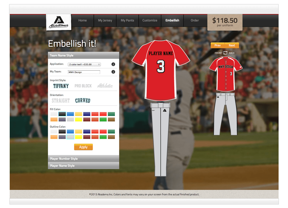 Akadema » Baseball Bat Builder, Uniform Builder, Glove Builder  Design
