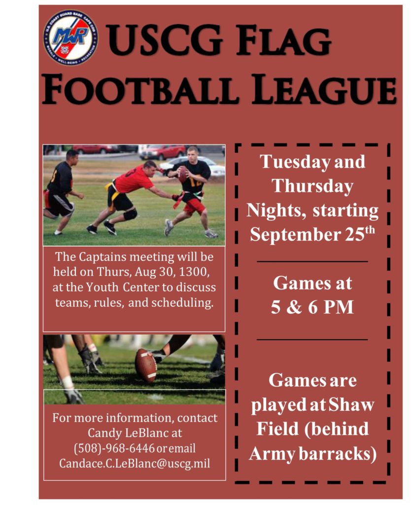 Flag Football flyer USCG Base Cape Cod MWR