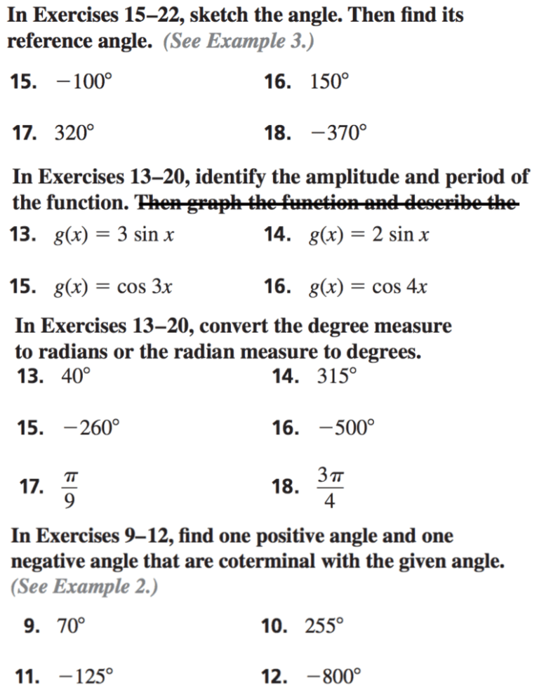 The reciprocal trig functions homework answers