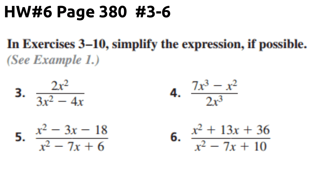 Homework Help Simplifying Rational Expressions