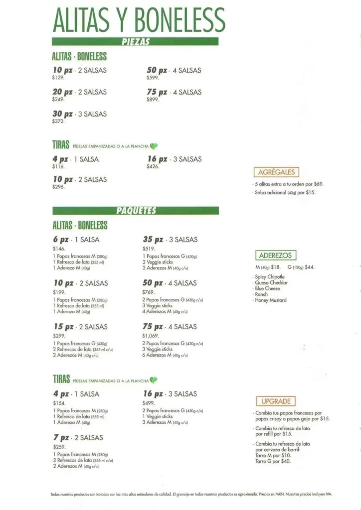 Wingstop Menú Precios México Actualizado (octubre 2024)