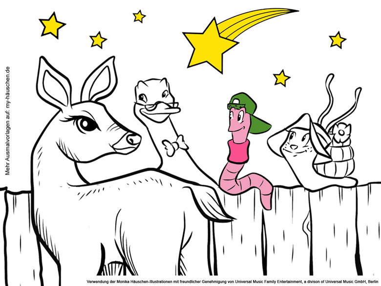 Weihnachtliches Ausmalbild Reh aus Die kleine Schnecke Monika Häuschen