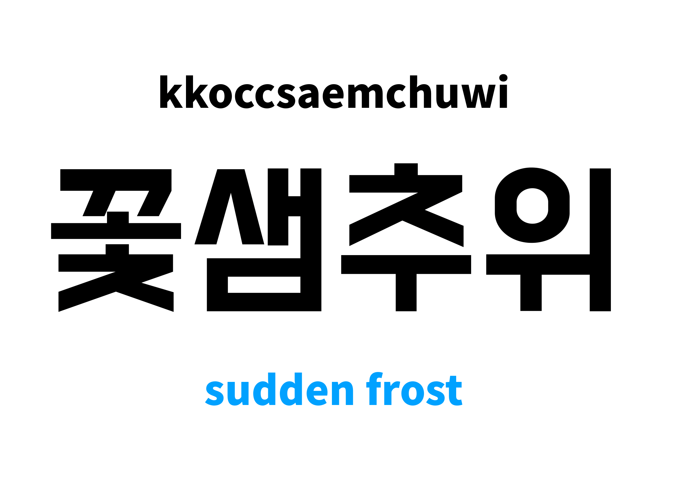 sudden frost in Korean 꽃샘추위's meaning and pronunciation