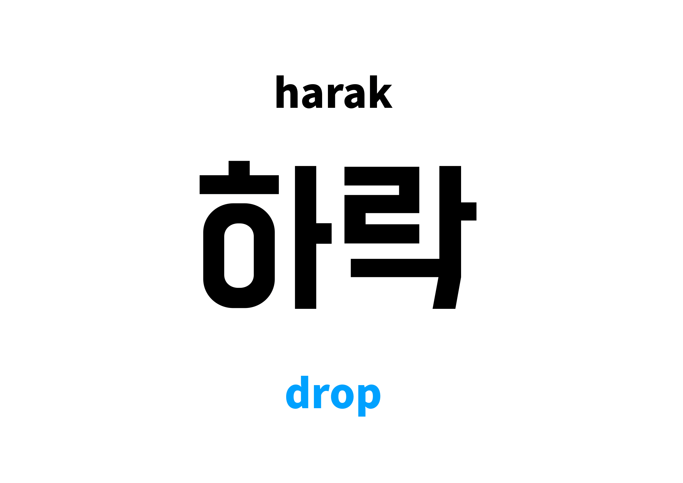 drop in Korean 하락's meaning and pronunciation
