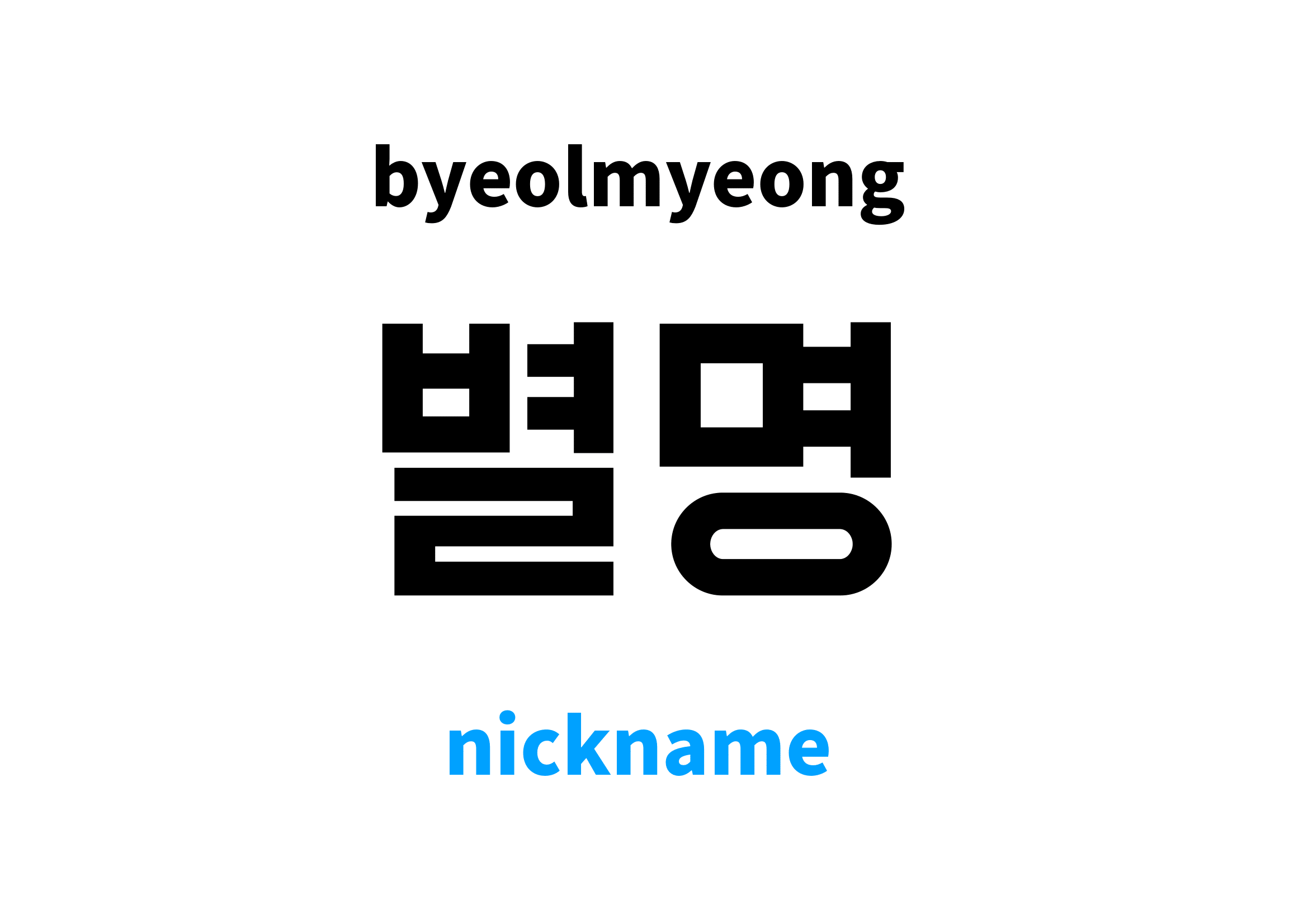 nickname in Korean 별명's meaning and pronunciation