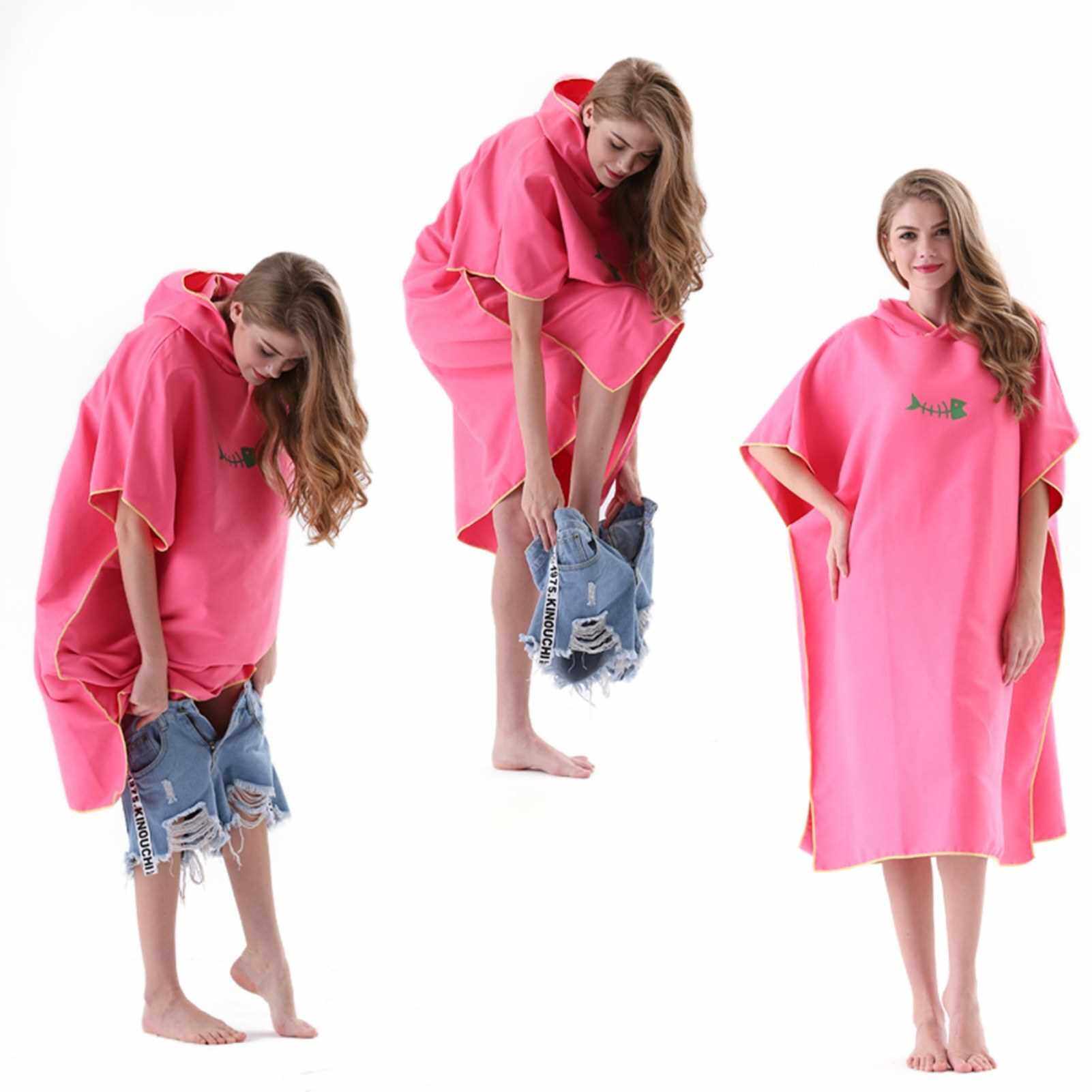 Surf Poncho Changing Towel QuickDry Robe with Hood Microfiber Beach Blanket Bath Towel Swim