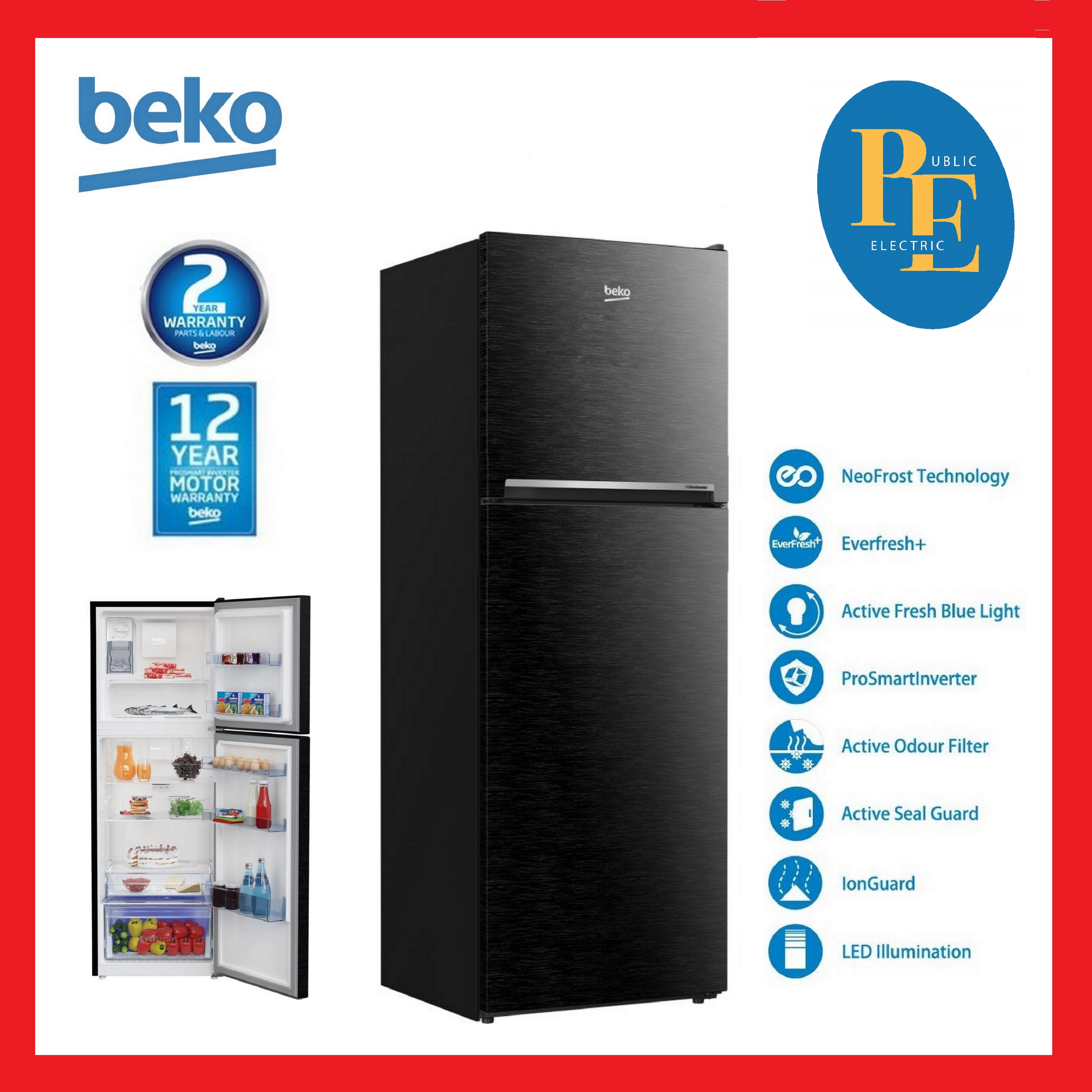 Beko ProSmart Inverter 2 Door Fridge Refrigerator 360 Liter