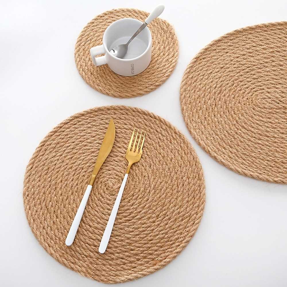 Woven Placemats 10 inch Round Braided Placemat for Dining Table Heat