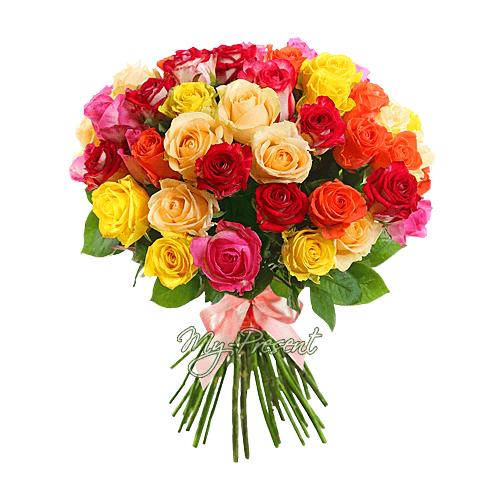 Bouquet of different color roses (80 cm.) with delivery to Moscow at