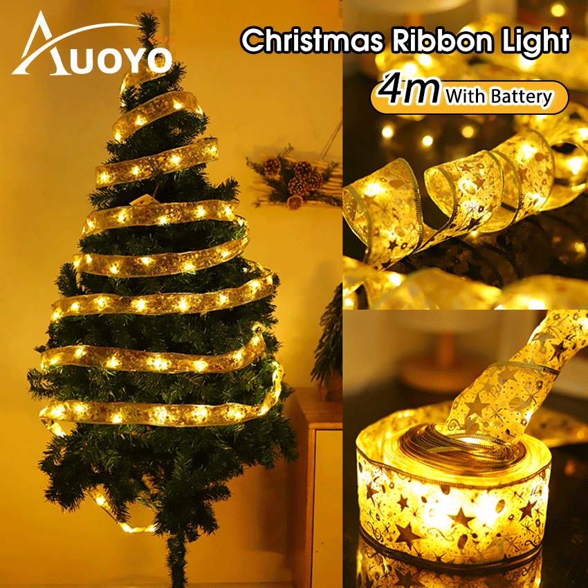 Auoyo 1/4M Ribbon Fairy Light Christmas Decoration Light Christmas Tree