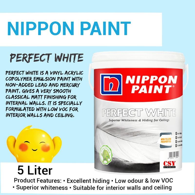 NIPPON PAINT Perfect White 5 Liter Lazada