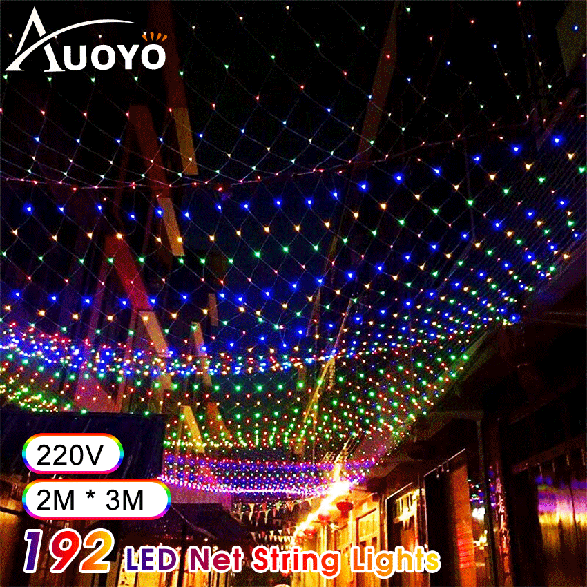 Auoyo Led Curtain Net String Christmas Lights Outdoor LED Net Mesh