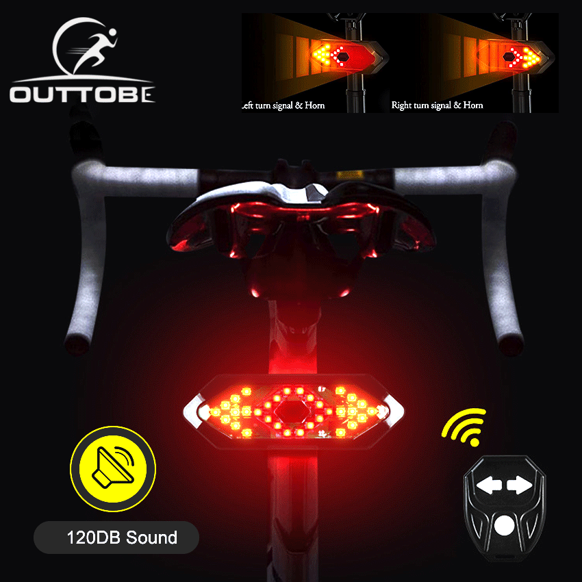 Outtobe Turn Signal Bicycle Tail Light High Bright LED Light Bike Rear