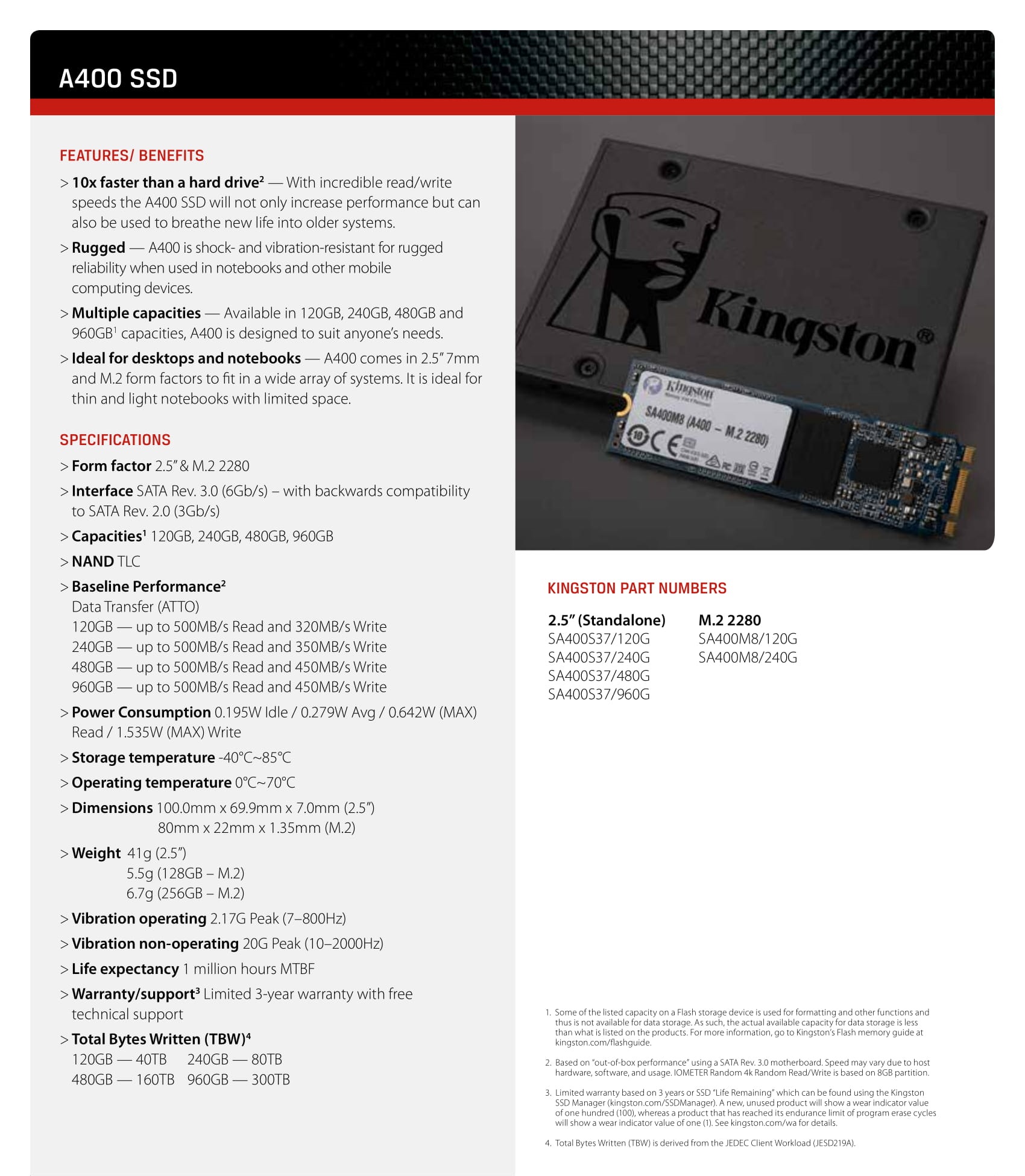 Kingston A400 Warranty