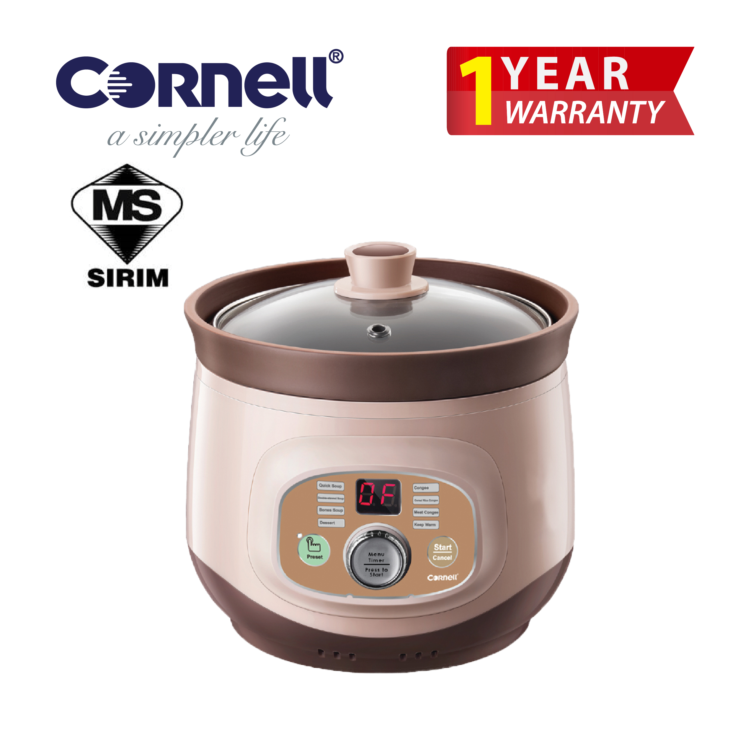 CSCE20PC 2 Litre Purple Clay Digital Slow Cooker Cornell Appliances