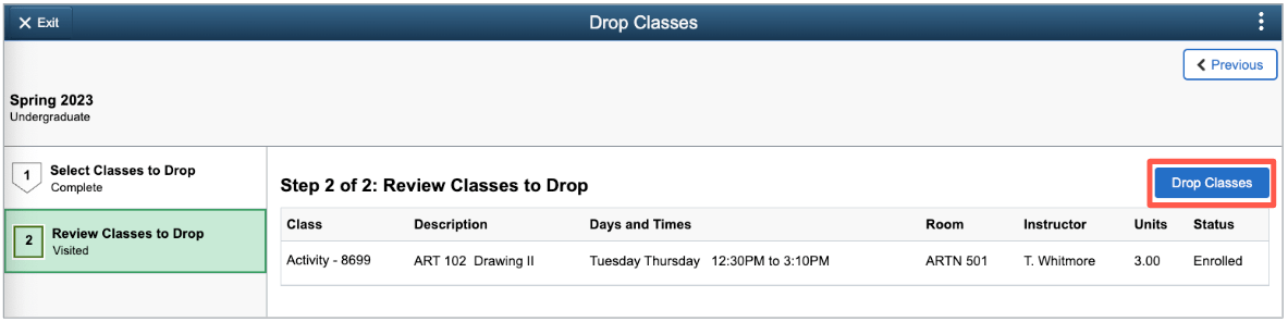 Manage Classes: Drop Classes | my.SDSU