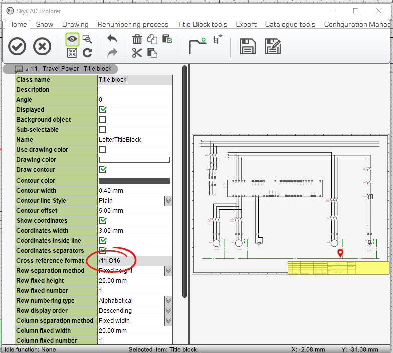 Title Cross reference SkyCAD
