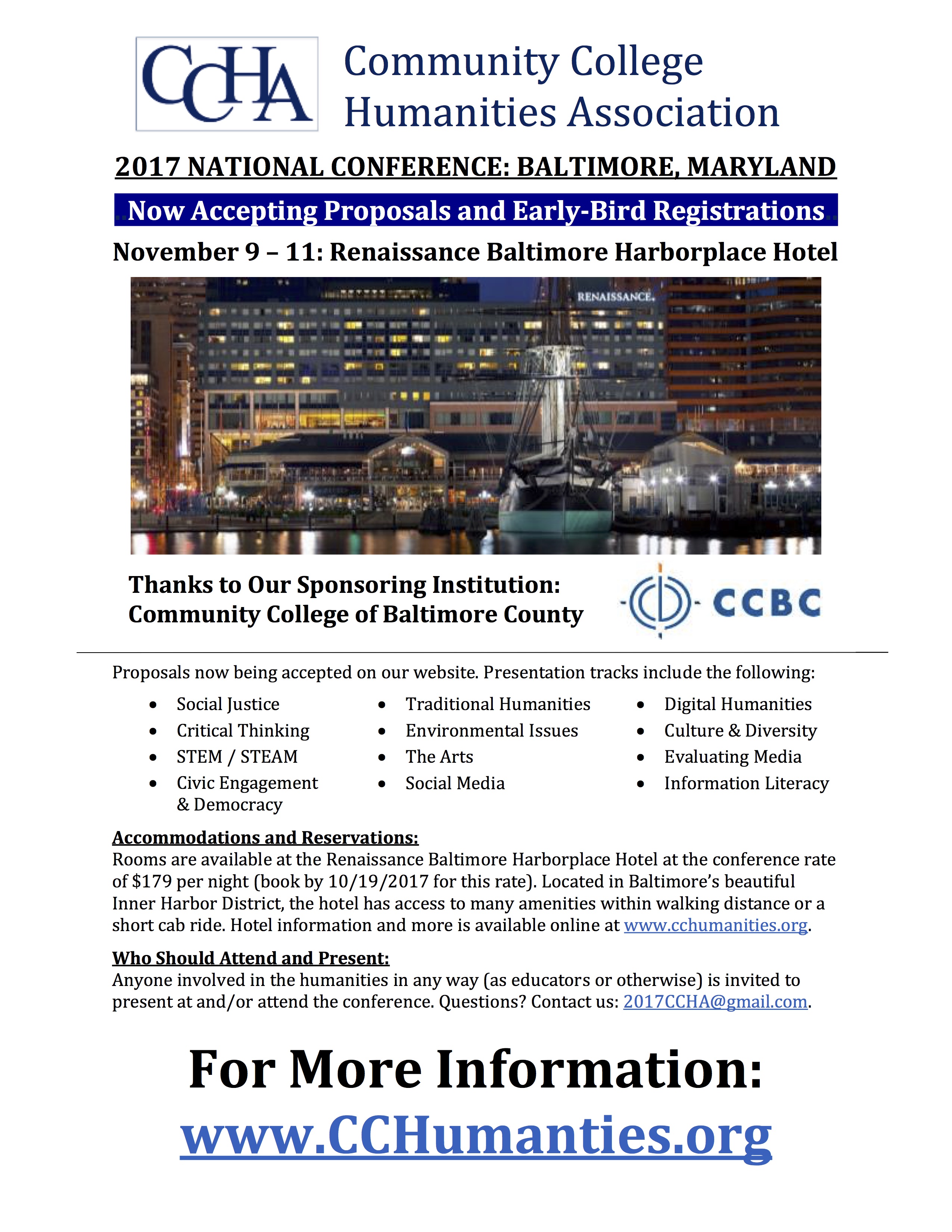 CFP 2017 Community College Humanities Association Conf. News