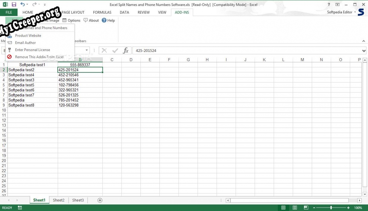Excel Split Names and Phone Numbers Software ключ активации » Мinecraft
