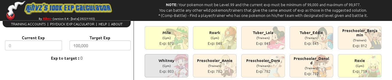 Aenan's 100k Exp Calculator for DelugeRPG