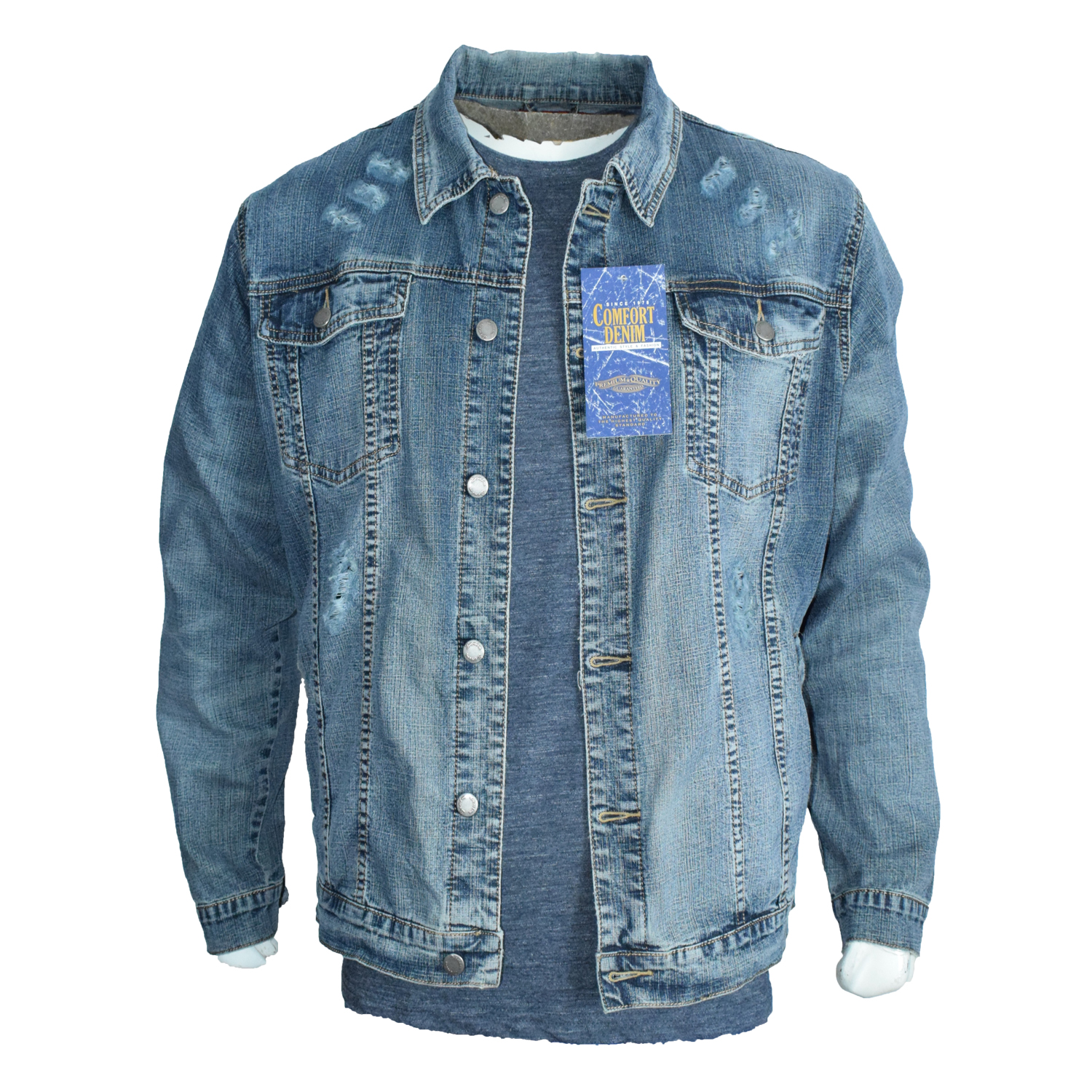 Mens Distressed Denim Jacket Apparel Zone