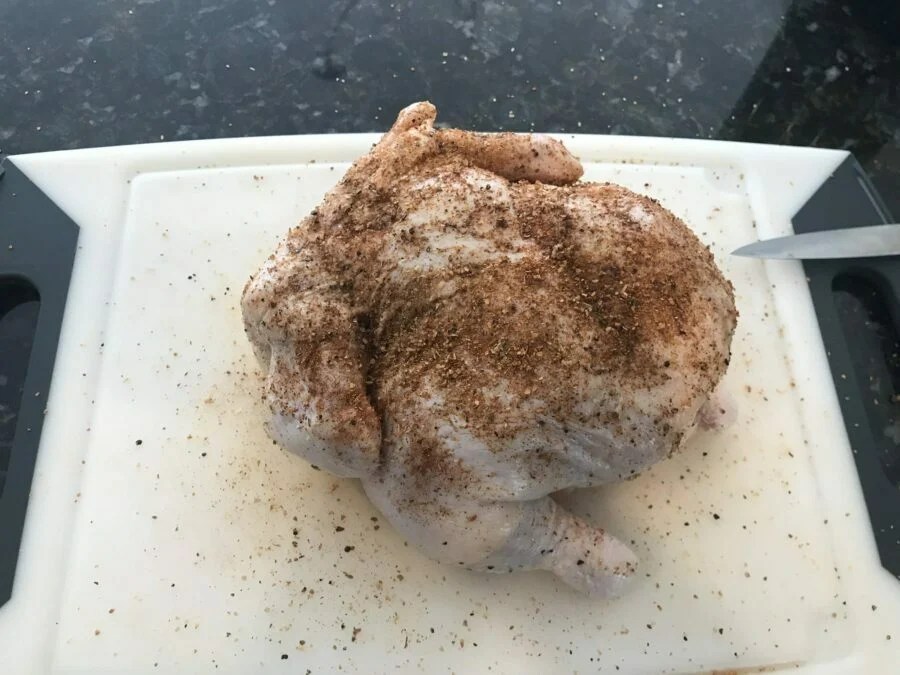 Oberon Beer Can Chicken on the Big Green Egg (Kamado Whole Chicken