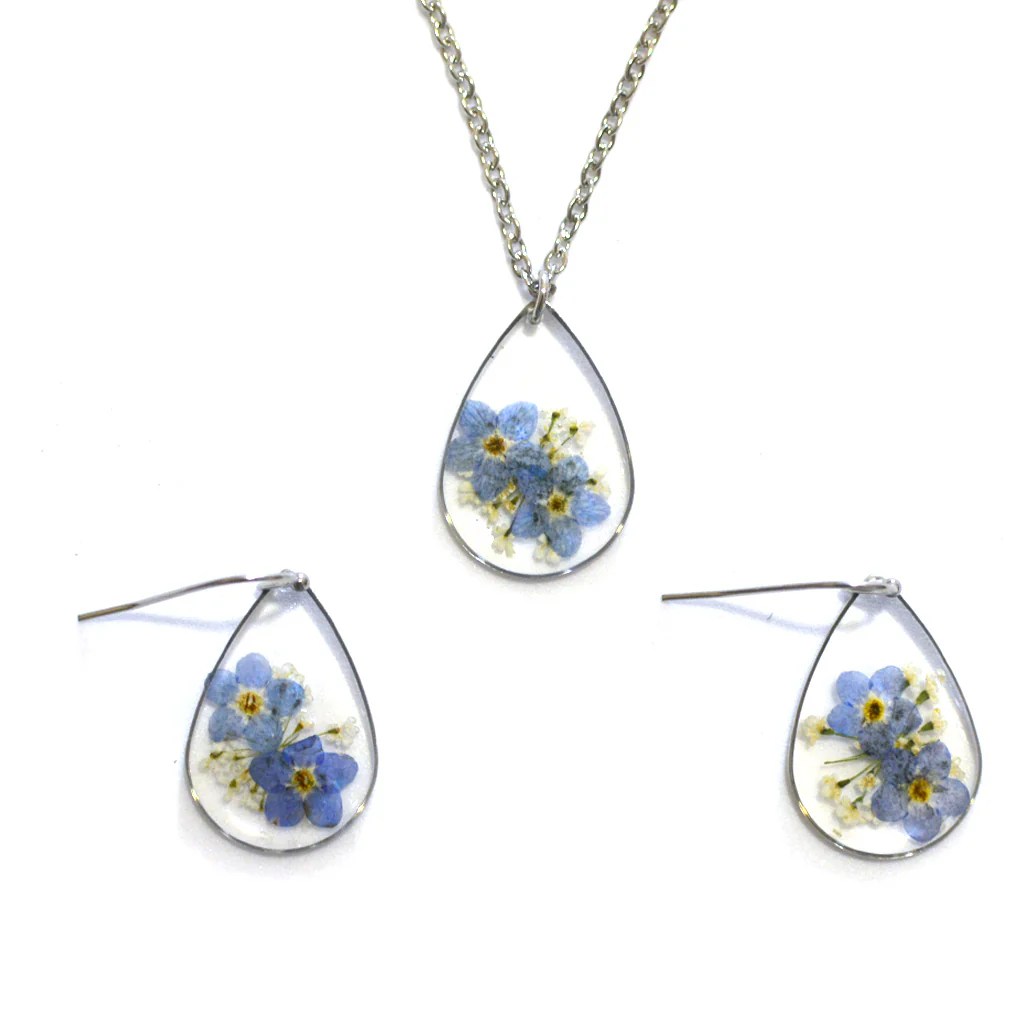 Me Not Real Dried Flower Necklace Set / Earring