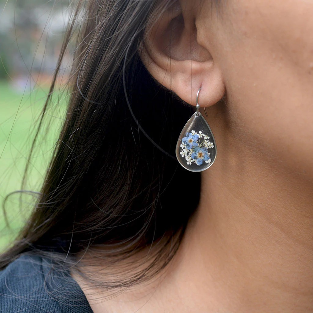 Me Not Real Dried Flower Necklace Set / Earring