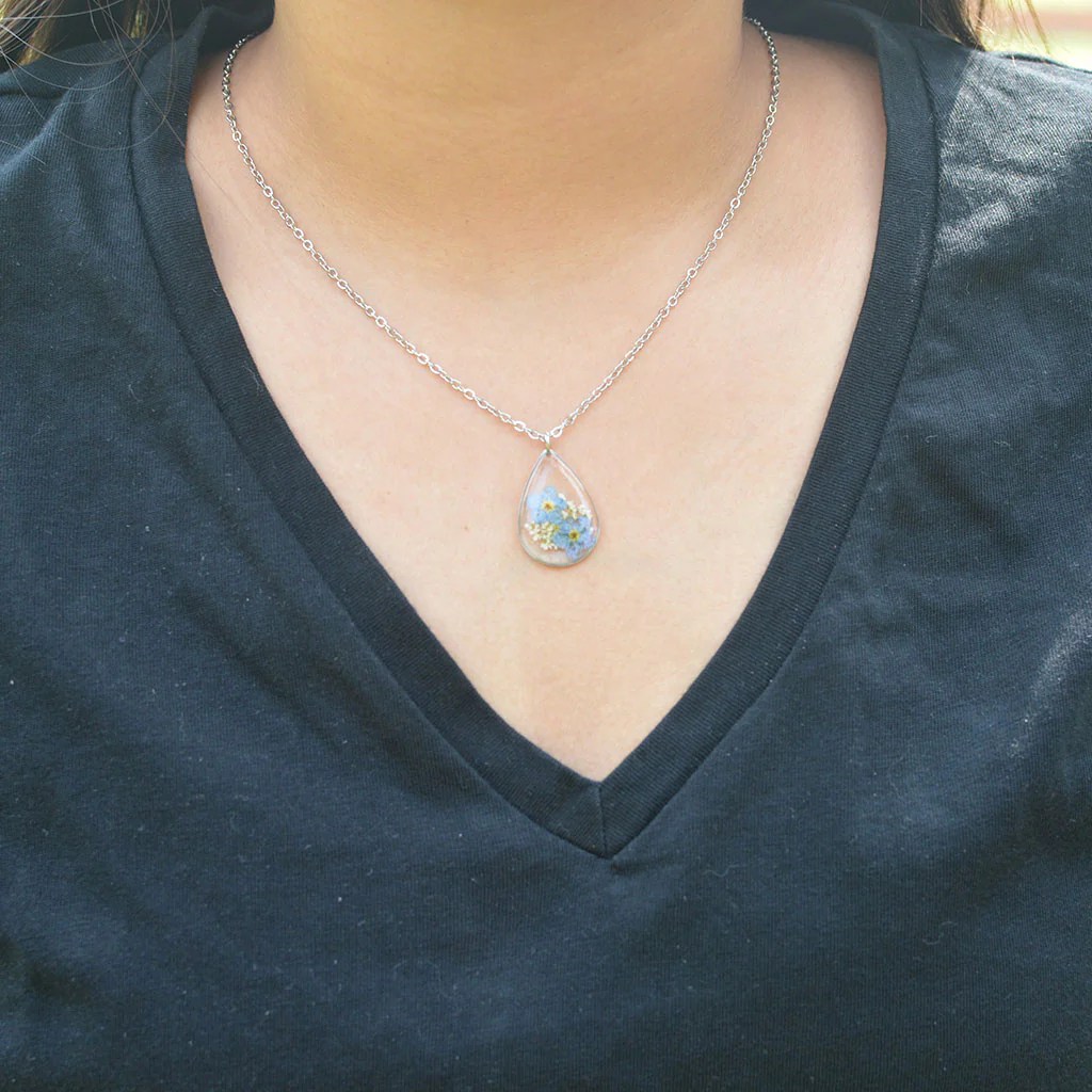 Me Not Real Dried Flower Necklace Set / Earring