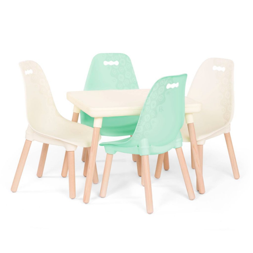 Kid Century Modern Table and Chair Set Mint & Ivory B. spaces