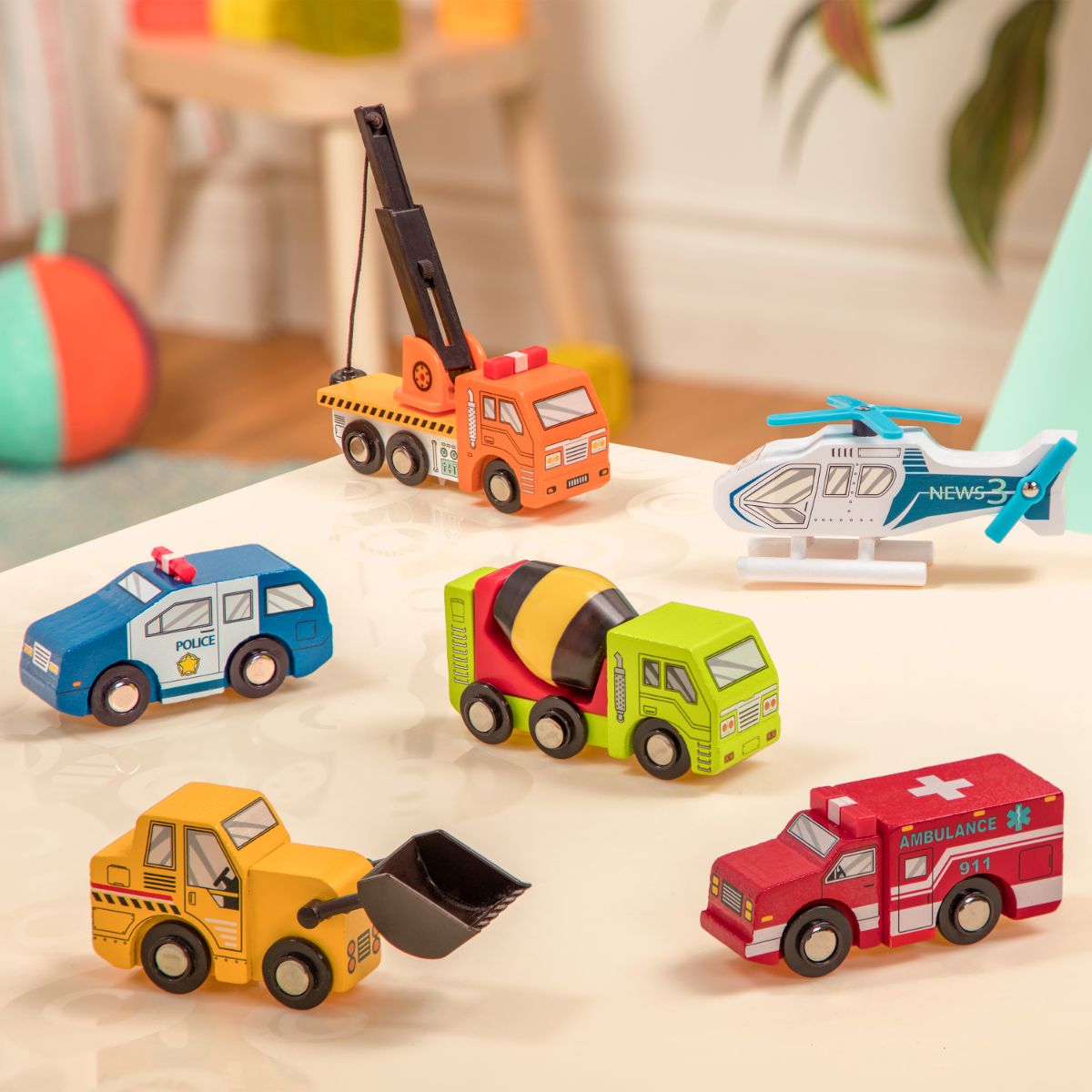 Wood & Wheels Wooden Toy Vehicles B. Woodsy B. toys