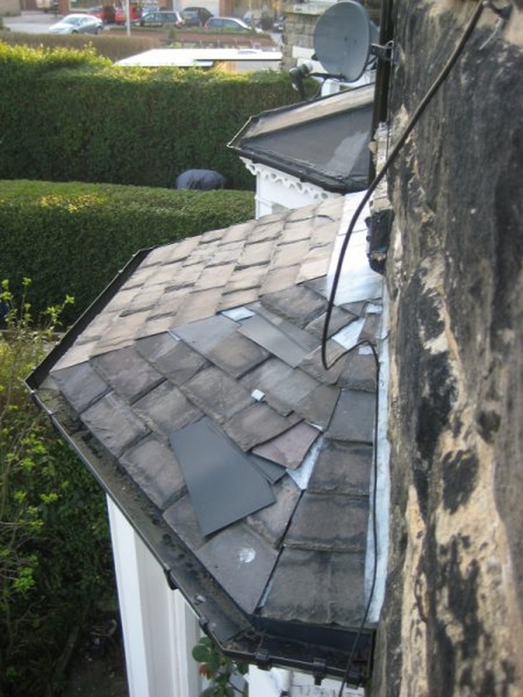 Roof guttering and bay window roof replacement Roofing job in Leeds