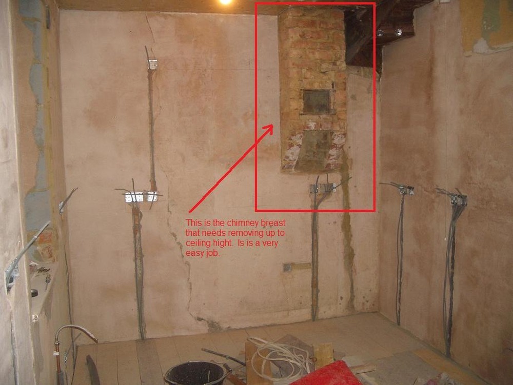 Knock through wall and partially remove chimney Demolition & Clearing