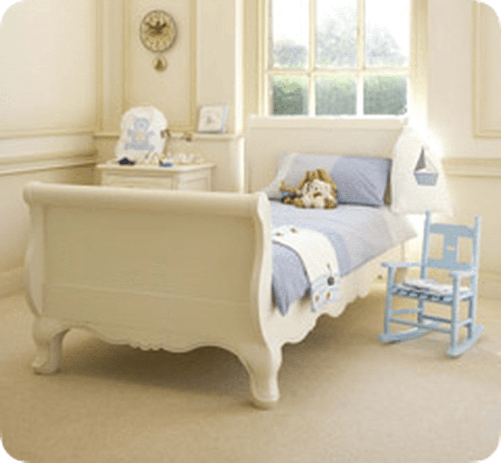 Hardwood Sleigh Bed (Single) finished in white Carpentry & Joinery