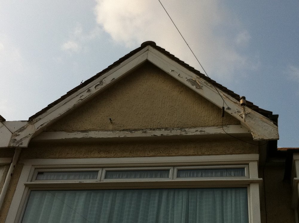 Repair or replacement of gableend barge boards Roofing job in