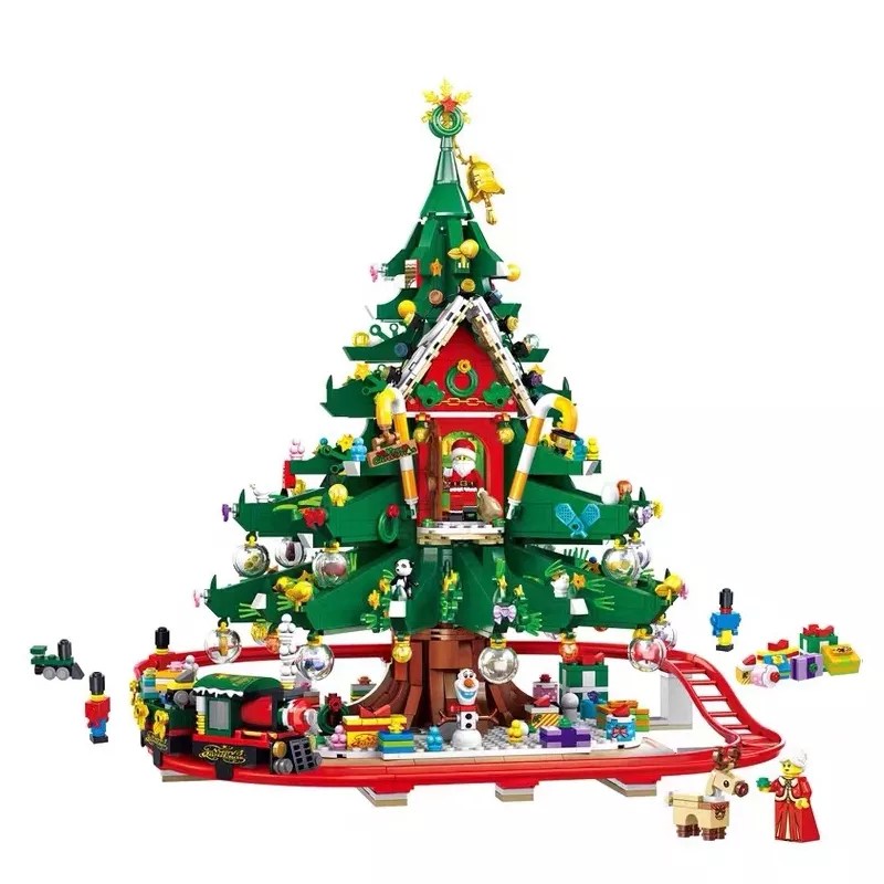 Christmas Tree House With Train SX88013 Building Blocks My Building