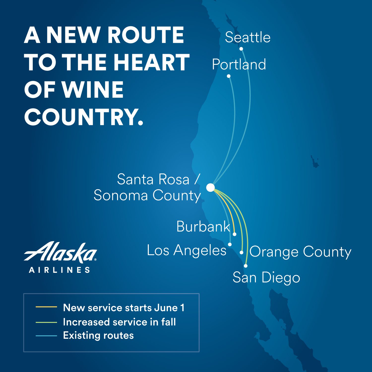 Alaska Airlines Expands to Santa Rosa/Sonoma County from Hollywood