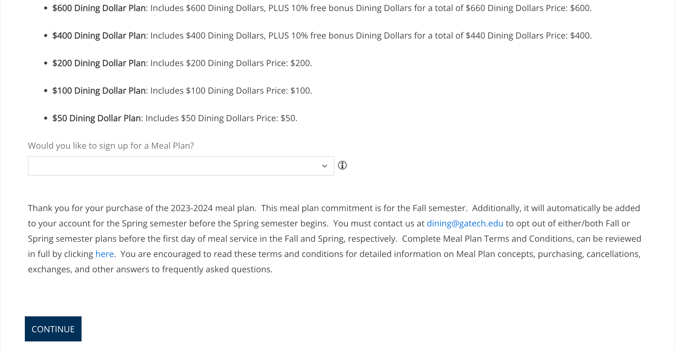 Current Student Housing Application Step 8 Tech