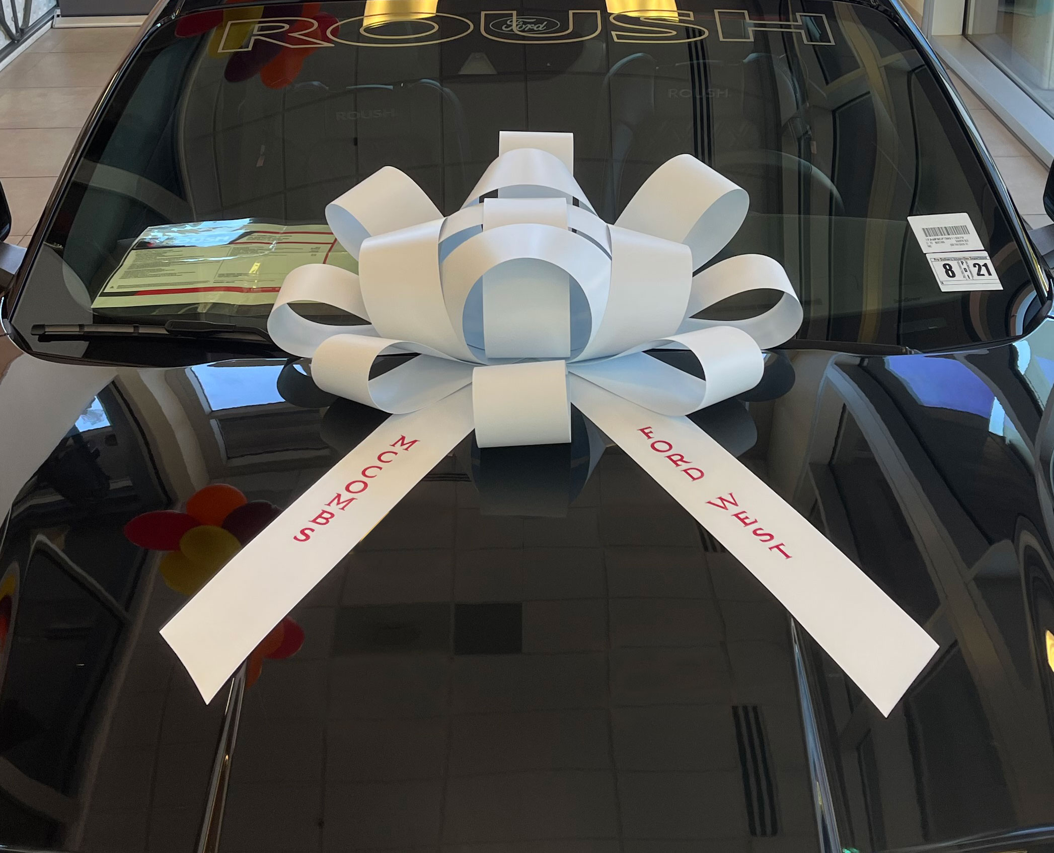 White Vinyl Bow My Car Bows