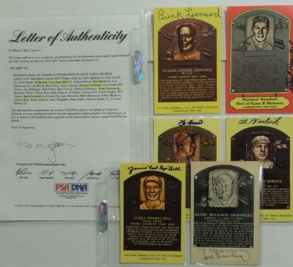 Coach's Corner 6hand signed HOF plaques w/"PSA".