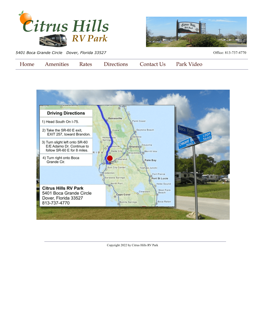 Citrus Hills RV Park Directions