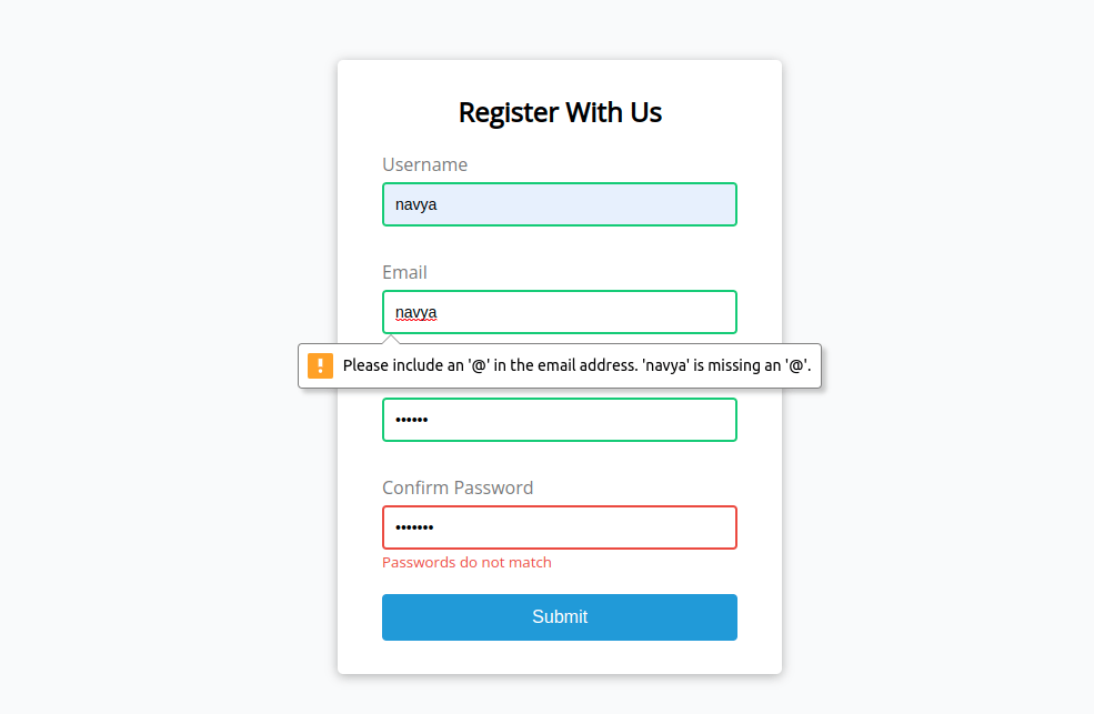 Input validations in form using JavaScript with example mycode.blog