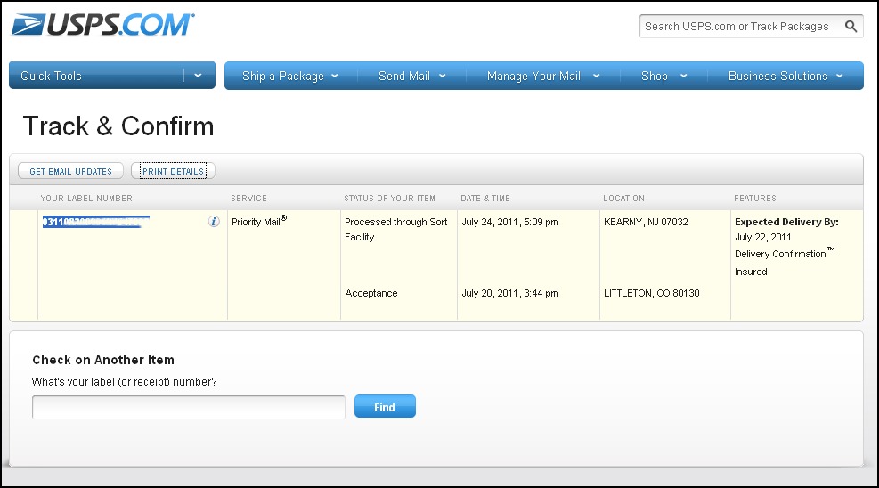US Postal Service tracking system, still horrible !! AbeCollins