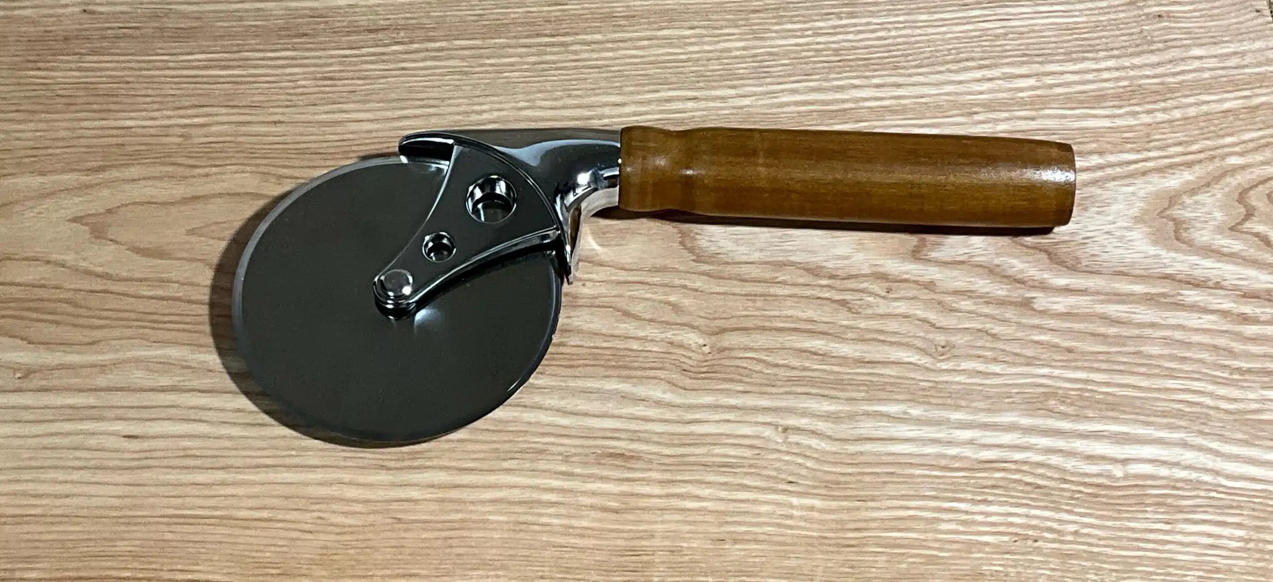Heavy Duty Pizza Cutter with 4” Cutting Wheel and Turned Sycamore Wood