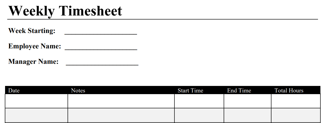Construction Timesheet Template Excel