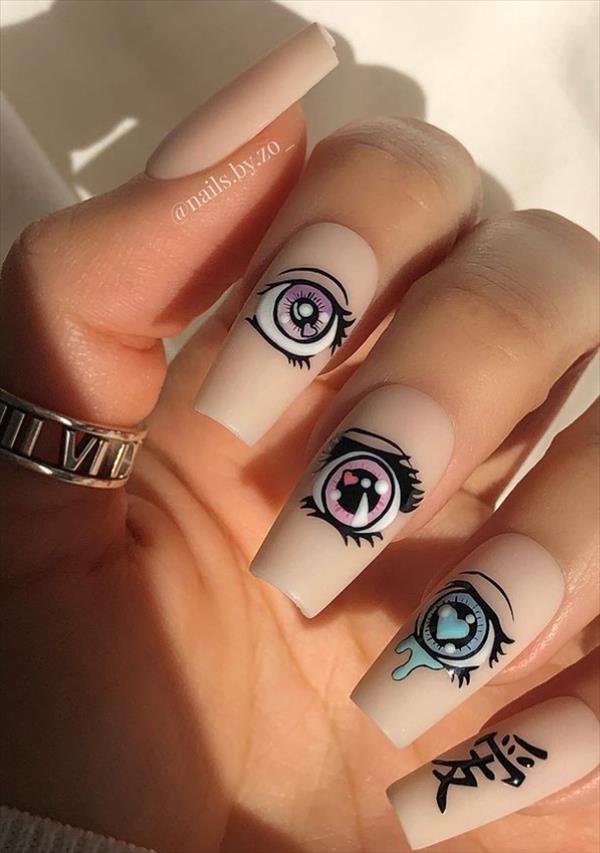 Nails Art 42 Amazing Acrylic coffin nails design with silhouettes and