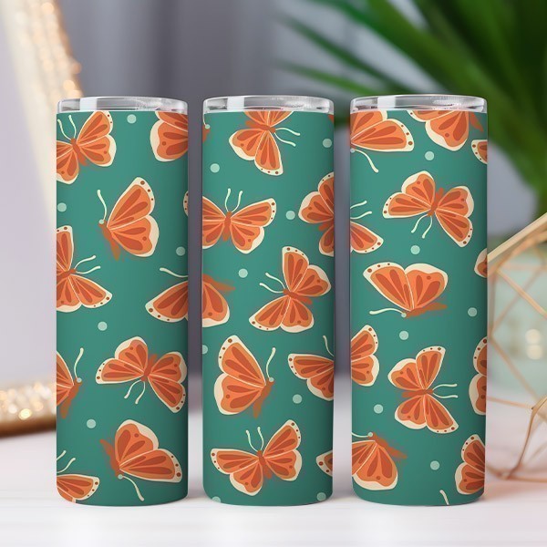 CZ Sublimation Tumbler Wrap Bright Butterflies